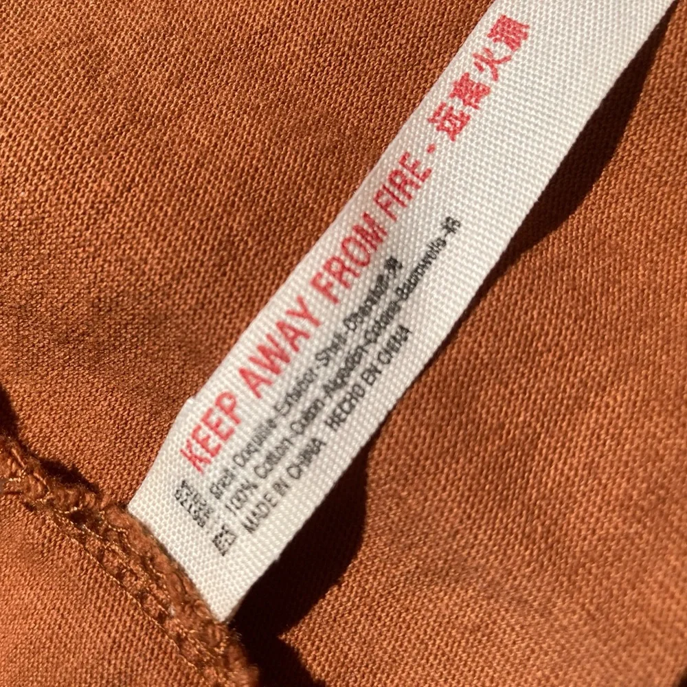 Free People 100% Cotton Wooden Button Front Pocket Front Orange Brown Dress